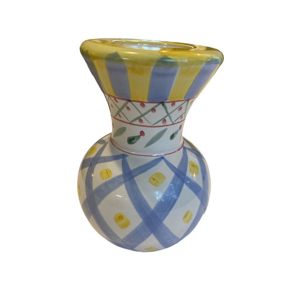 Small Painted Pottery Candle Holder Tealight‎ Candlestick
